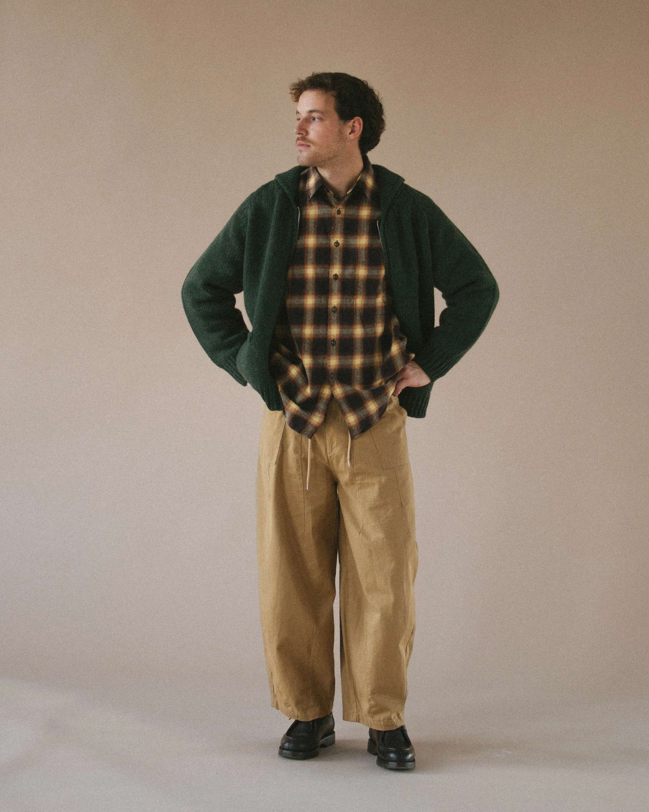OMBRE FLANNEL RELAXED SHIRT - BROWN