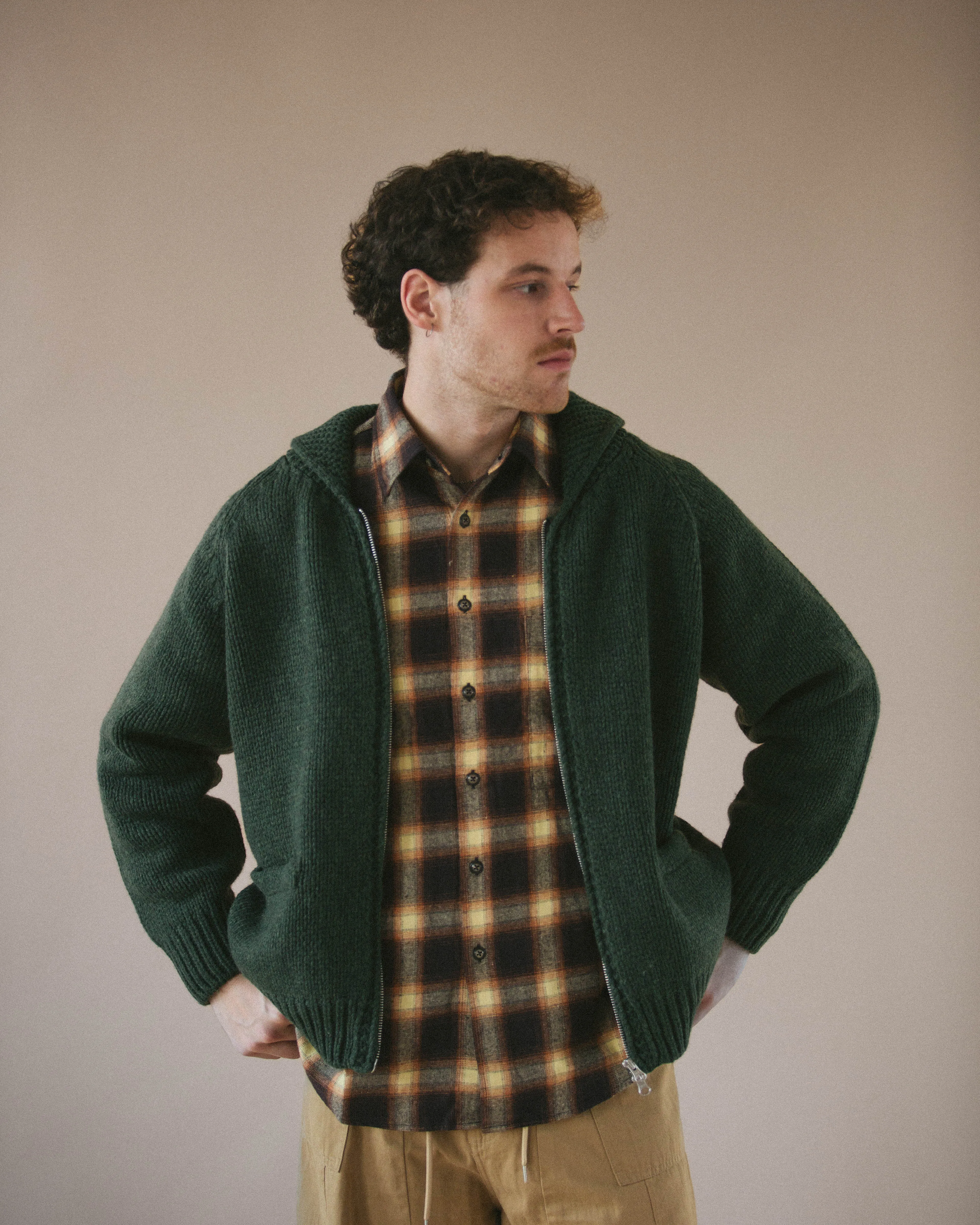 OMBRE FLANNEL RELAXED SHIRT - BROWN