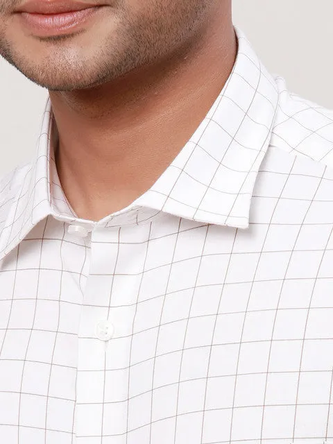 Park Avenue Men Brown Checks Regular Fit Cotton Formal Shirts