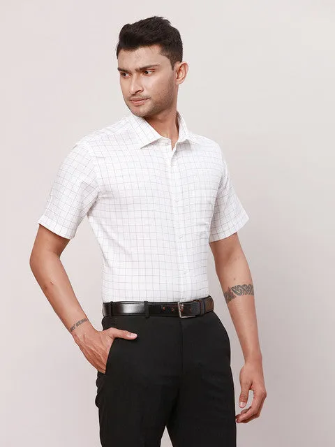Park Avenue Men Brown Checks Regular Fit Cotton Formal Shirts