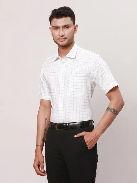 Park Avenue Men Brown Checks Regular Fit Cotton Formal Shirts