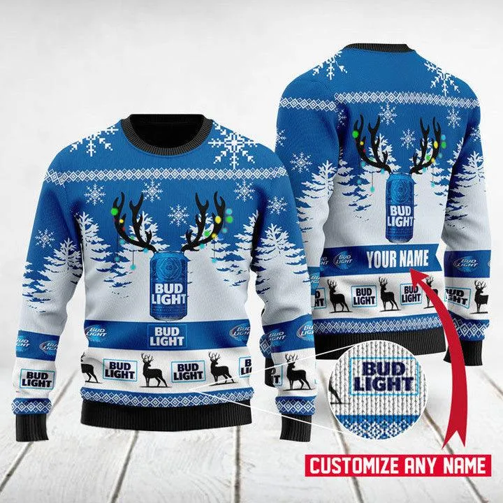 Personalized Deer Bud Light Ugly Sweater