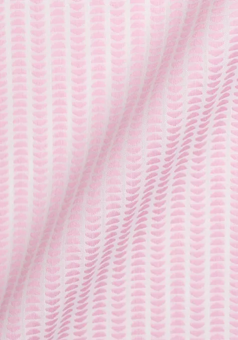 Pink On White Structured Stripes Shirt