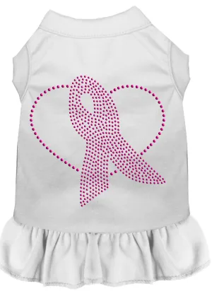 Pink Ribbon Rhinestone Dress White Xxl