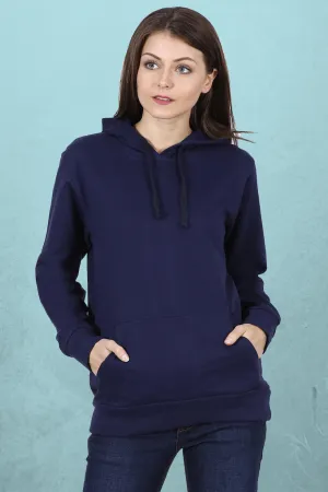 Plain Navy Blue Hoodie For Women