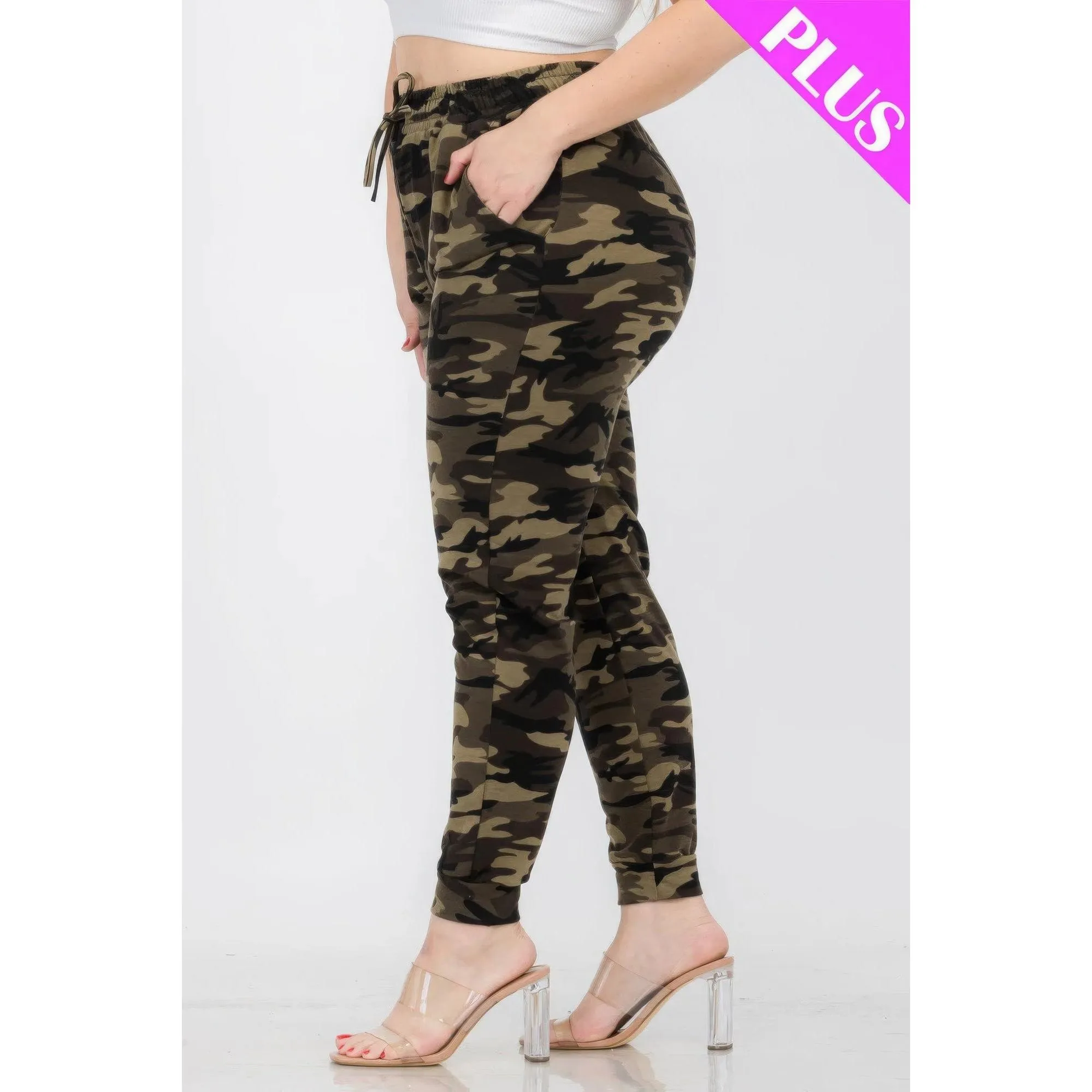 Plus Size Camo Print Joggers