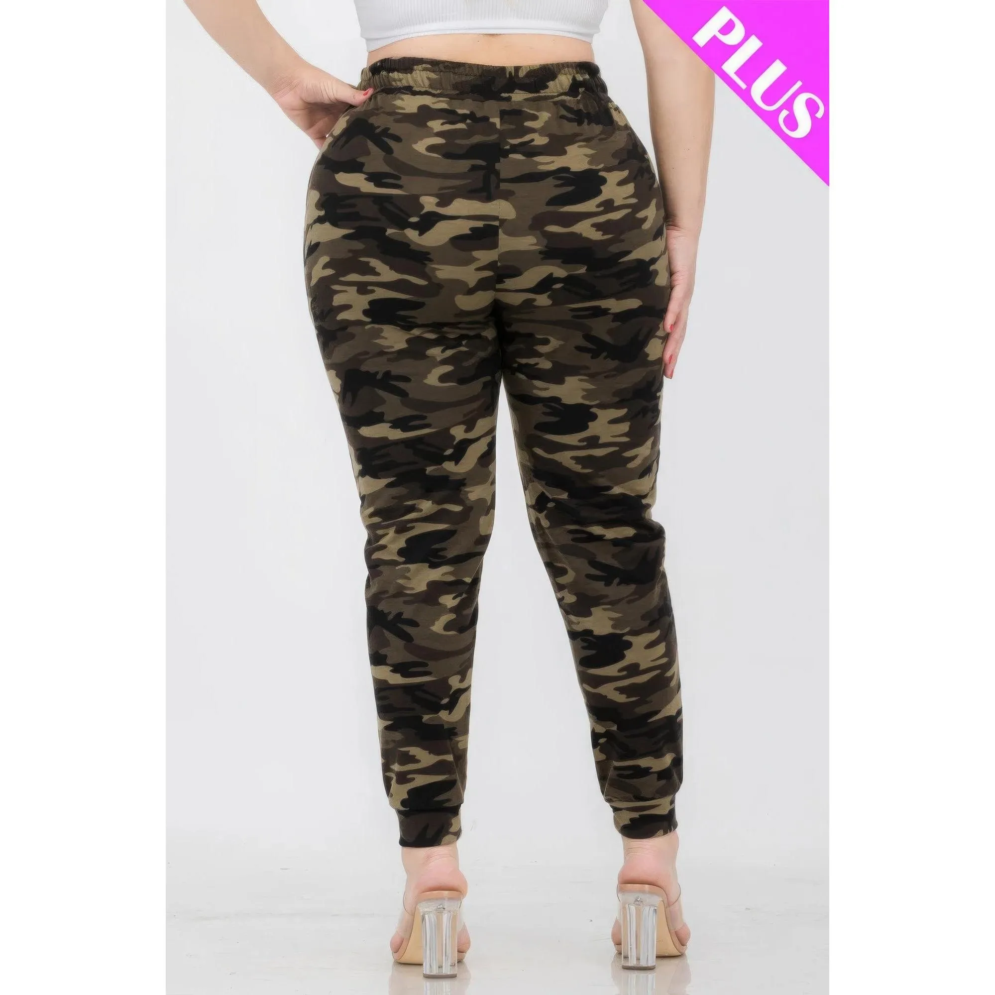 Plus Size Camo Print Joggers