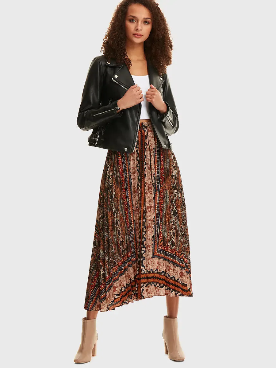 Print Pleated Skirt
