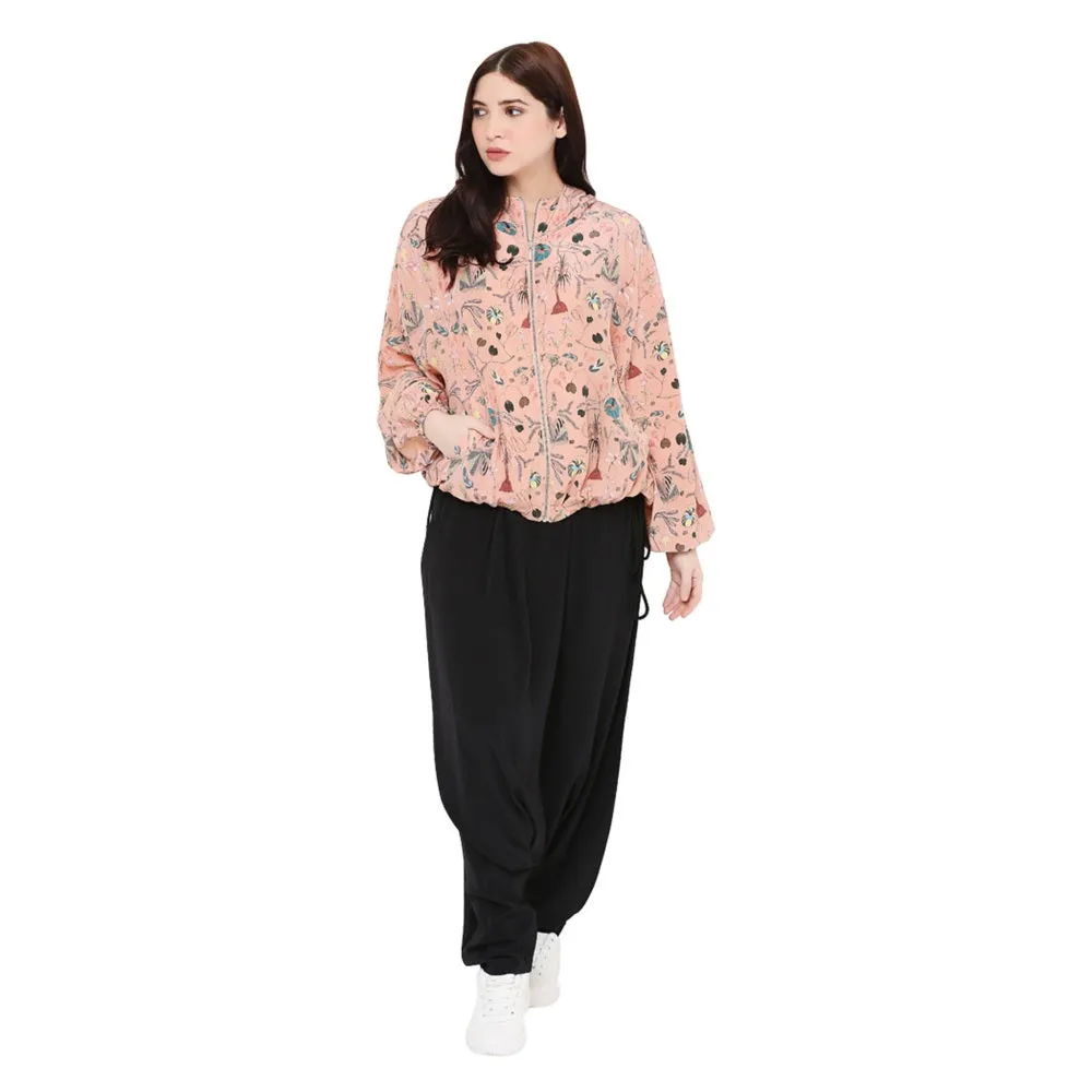 PS Pret by Payal Singhal Peach Printed Crepe Jacket For Women