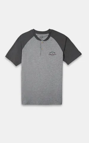 RAGLAN SLEEVES HENLEY T-SHIRT GREEN GREY