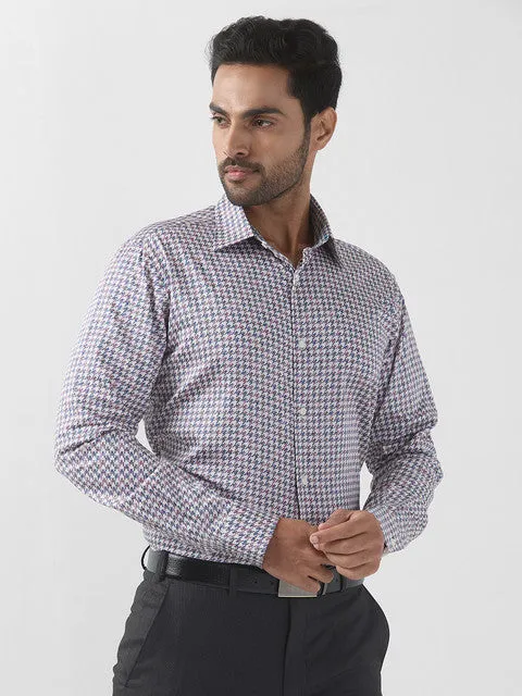 Raymond Men Blue Printed Slim Fit Cotton Formal Shirts