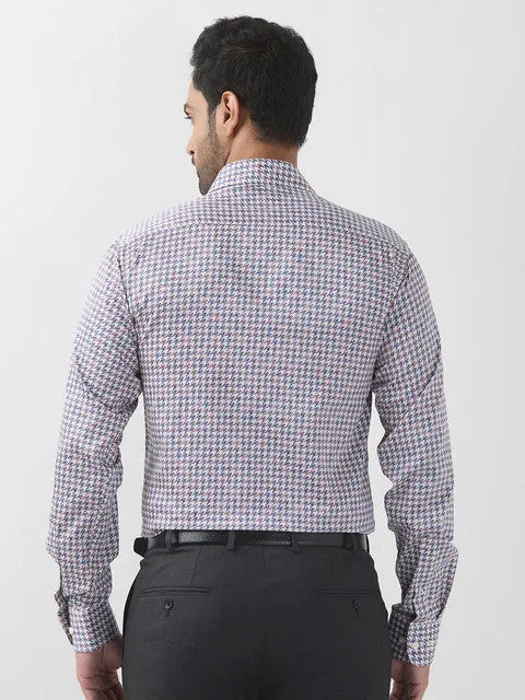 Raymond Men Blue Printed Slim Fit Cotton Formal Shirts