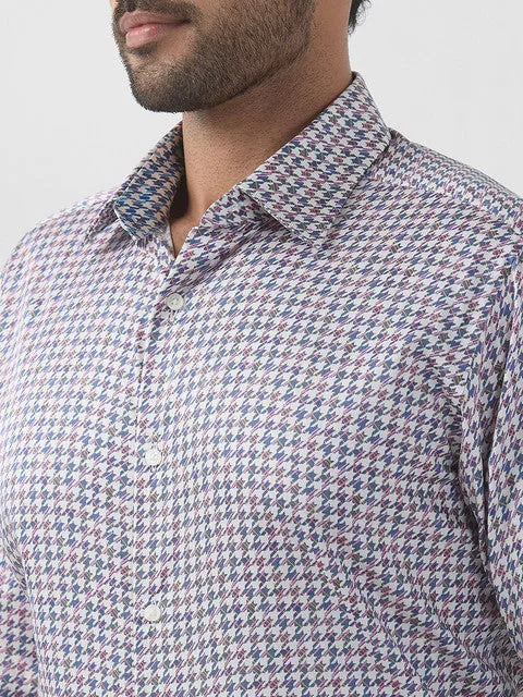 Raymond Men Blue Printed Slim Fit Cotton Formal Shirts