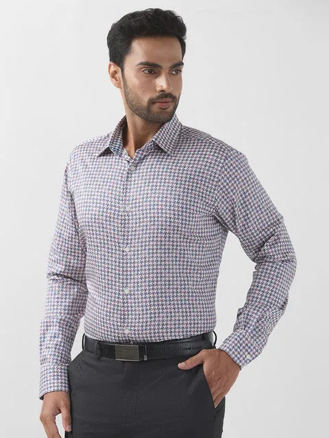 Raymond Men Blue Printed Slim Fit Cotton Formal Shirts