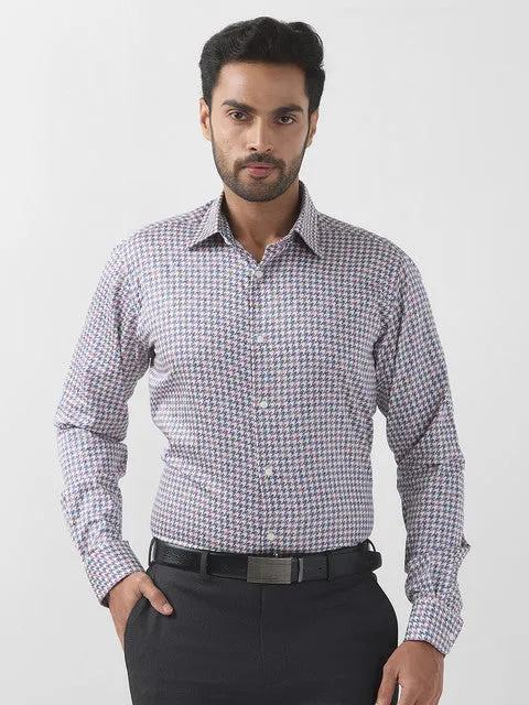 Raymond Men Blue Printed Slim Fit Cotton Formal Shirts