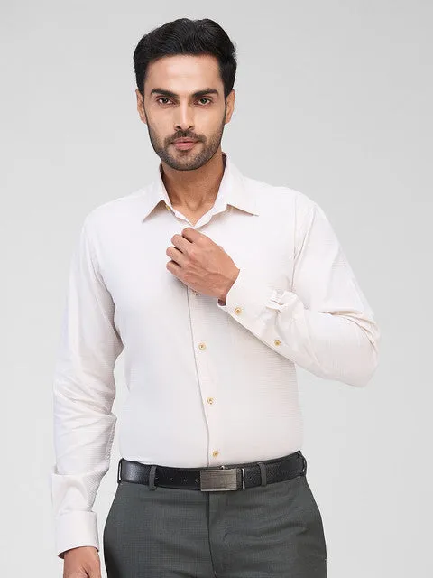 Raymond Men Brown Structured Contemporary Fit Cotton Formal Shirts