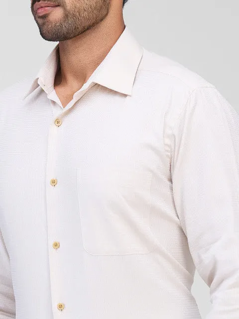 Raymond Men Brown Structured Contemporary Fit Cotton Formal Shirts