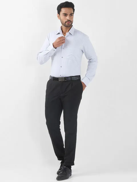 Raymond Men Grey Checks Contemporary Fit Cotton Formal Shirts