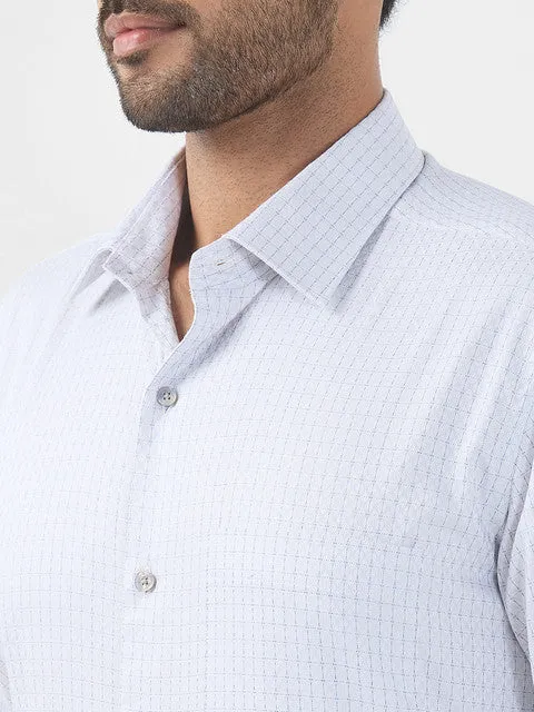 Raymond Men Grey Checks Contemporary Fit Cotton Formal Shirts