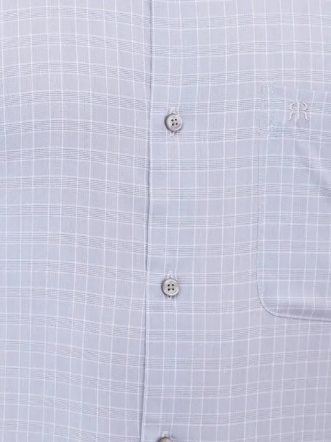 Raymond Men Grey Checks Regular Fit Cotton Blend Formal Shirts