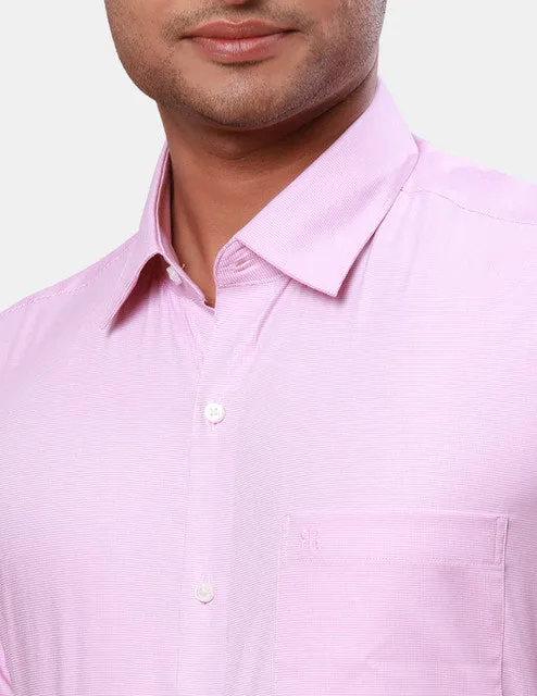 Raymond Men Pink Checks Regular Fit Cotton Blend Formal Shirts
