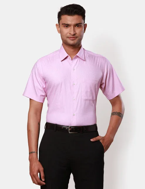 Raymond Men Pink Checks Regular Fit Cotton Blend Formal Shirts