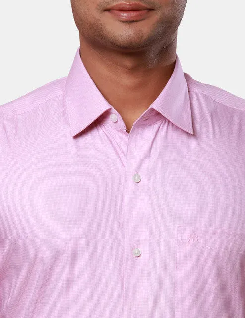 Raymond Men Pink Checks Regular Fit Cotton Blend Formal Shirts
