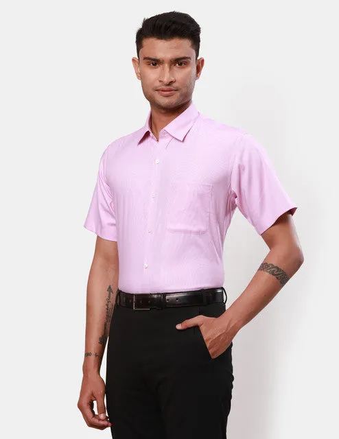 Raymond Men Pink Checks Regular Fit Cotton Blend Formal Shirts