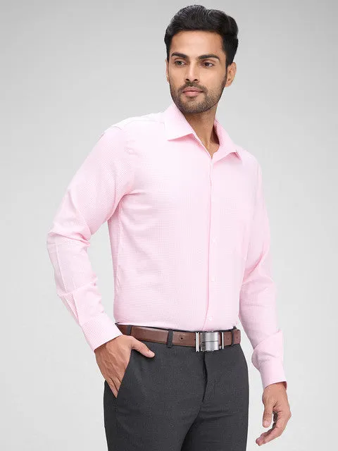 Raymond Men Pink Checks Regular Fit Cotton Formal Shirts
