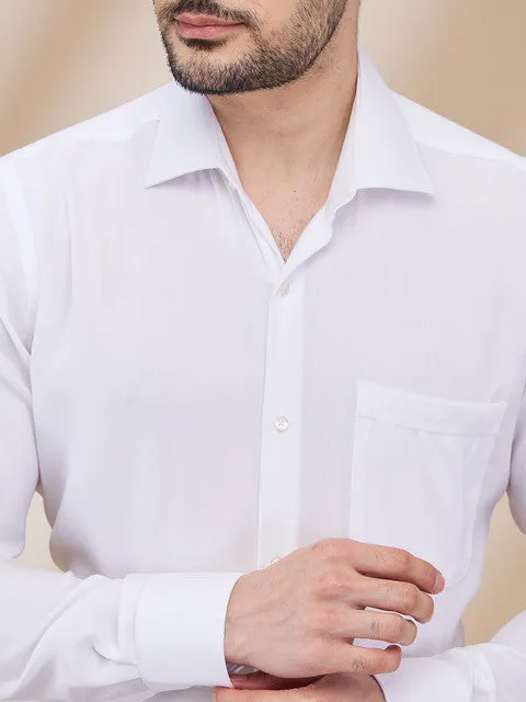 Raymond Men White Structured Contemporary Fit Cotton Wrinkle Free Formal Shirt