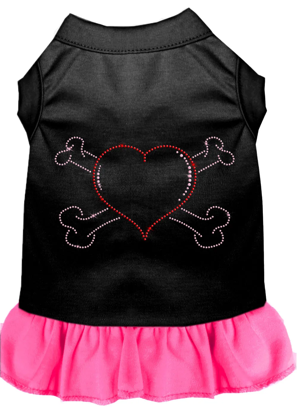 Rhinestone Heart And Crossbones Dress Black With Bright Pink Xl