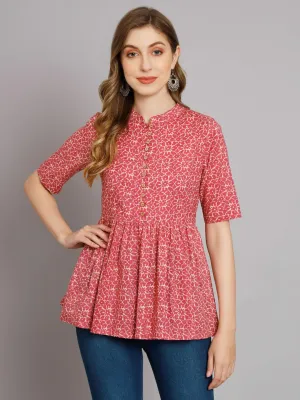 Rustic Red Stylish Gathered Kurta
