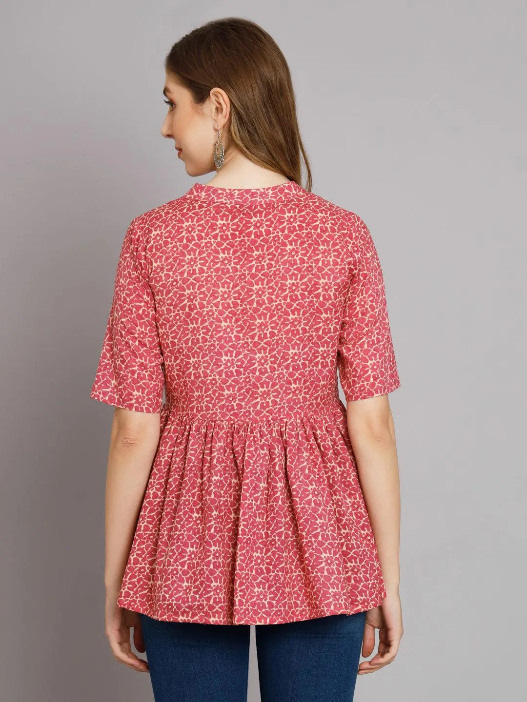 Rustic Red Stylish Gathered Kurta