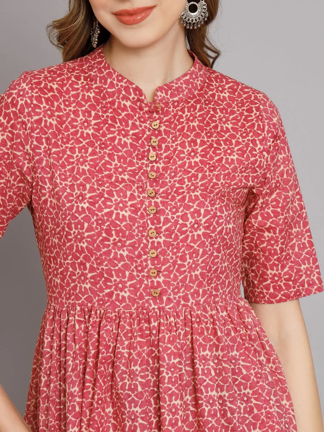 Rustic Red Stylish Gathered Kurta