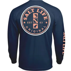 Salty Mate Long Sleeve Pocket Tee- Washed Navy