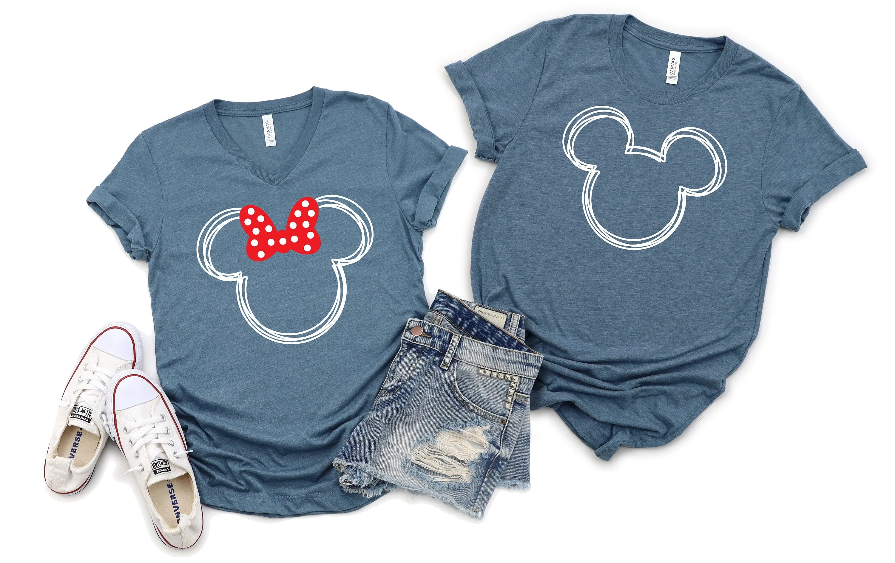 Scribble Minnie and Mickey Shirts - Disney Couples - Matching Shirts - Hand Drawn Characters