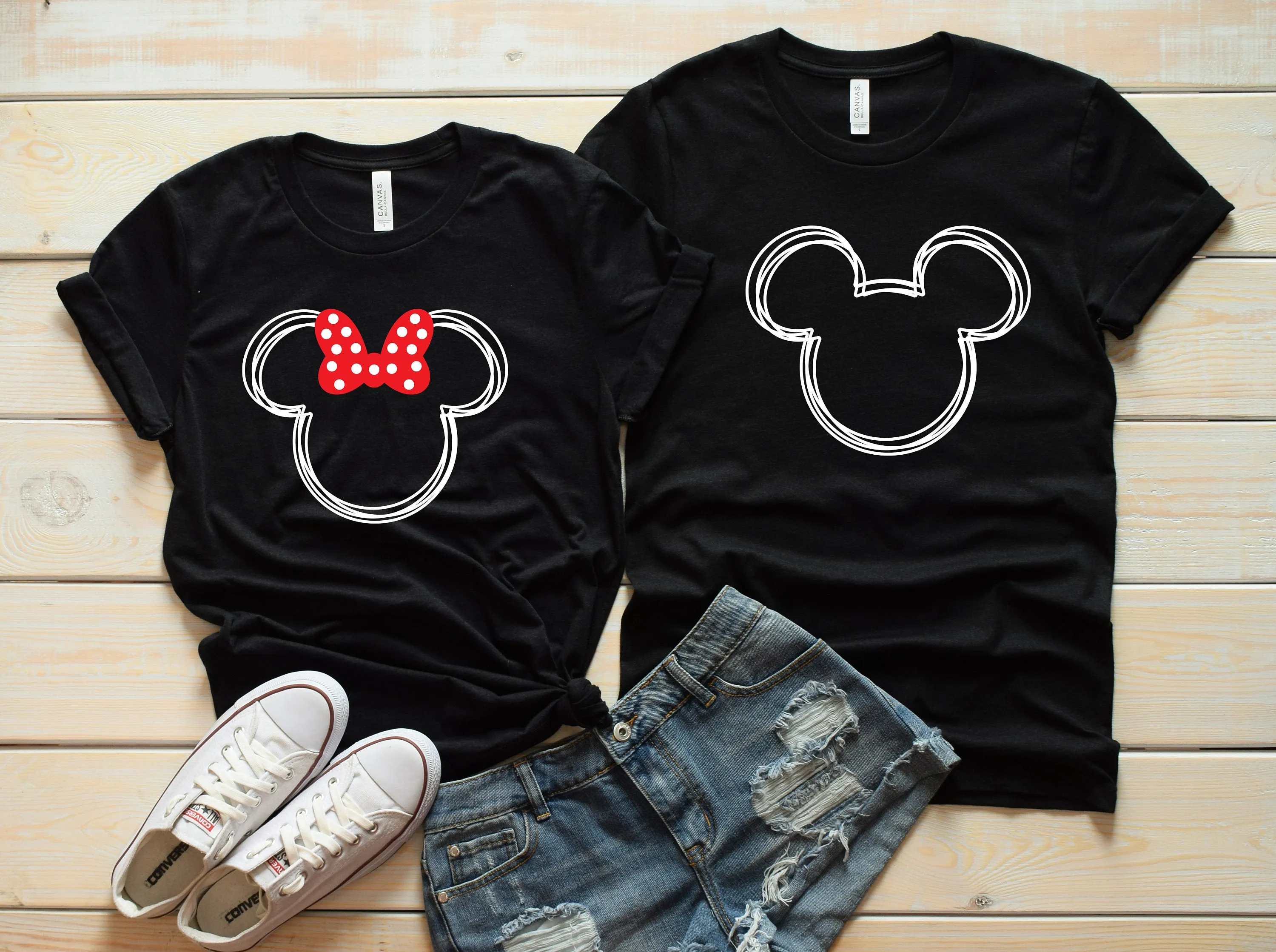Scribble Minnie and Mickey Shirts - Disney Couples - Matching Shirts - Hand Drawn Characters