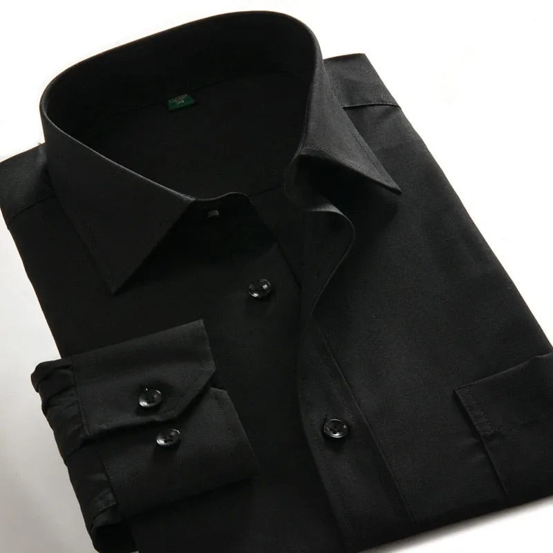 SHAN BAO 6XL 7XL 8XL 9XL 10XL men's professional long-sleeved shirt business casual large size loose solid color shirt