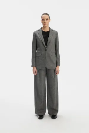 SINGLE BUTTON STRAIGHT GREY BLAZER