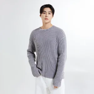 SPAO Men Long Sleeve Boucle Pullover SPKWE37M05 Light Grey