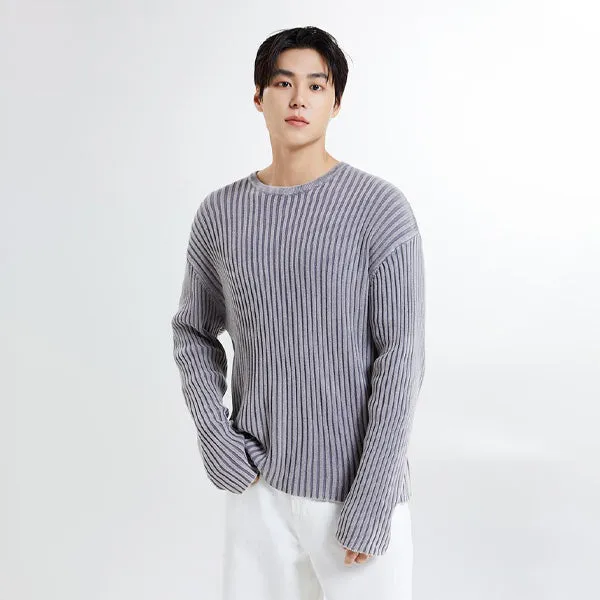 SPAO Men Long Sleeve Boucle Pullover SPKWE37M05 Light Grey