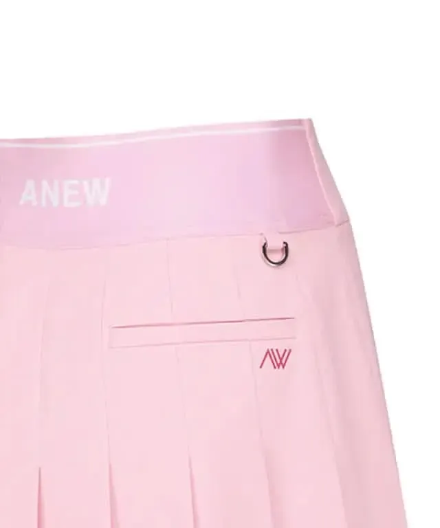Stylish Women's Pink Pleated Golf Skirt with Signature Logo Design