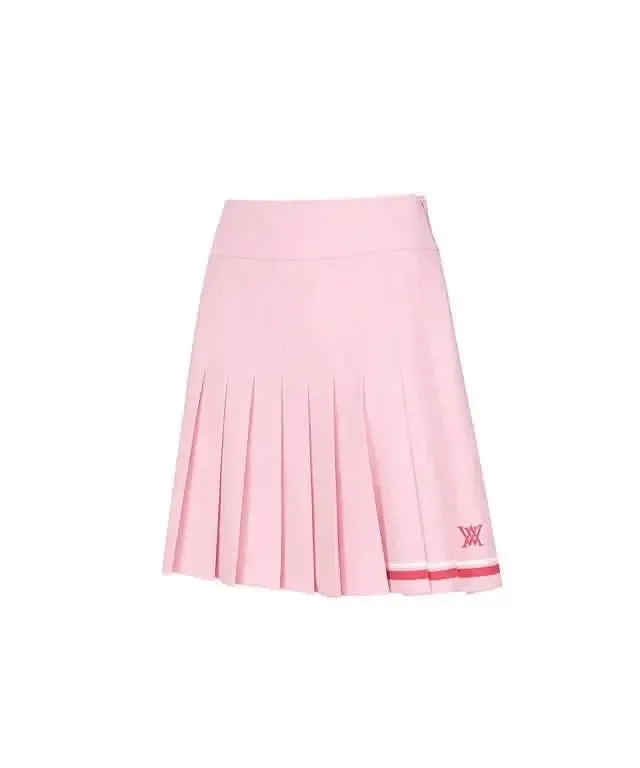 Stylish Women's Pink Pleated Golf Skirt with Signature Logo Design
