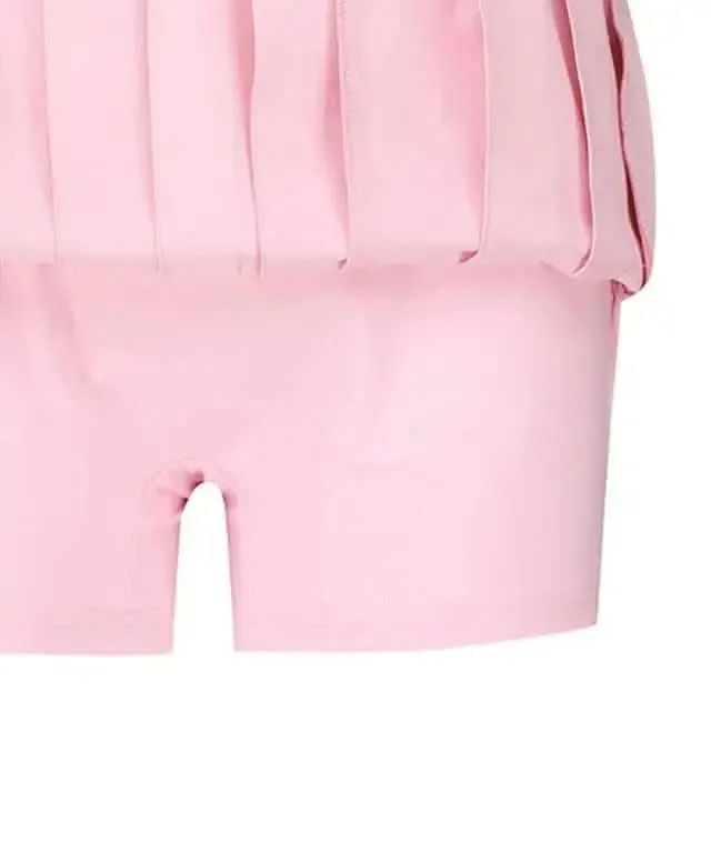 Stylish Women's Pink Pleated Golf Skirt with Signature Logo Design