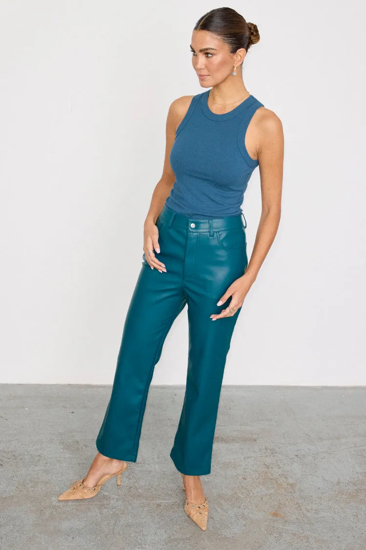 Teal Vegan Leather Trousers