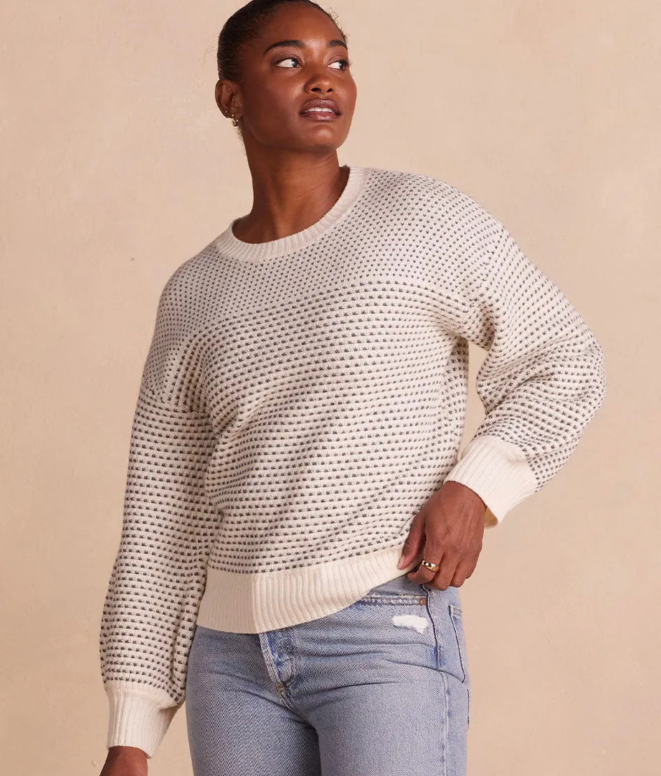 The Luxe Cashmere Blend Mix Stitch Sweater - Dune & Charcoal