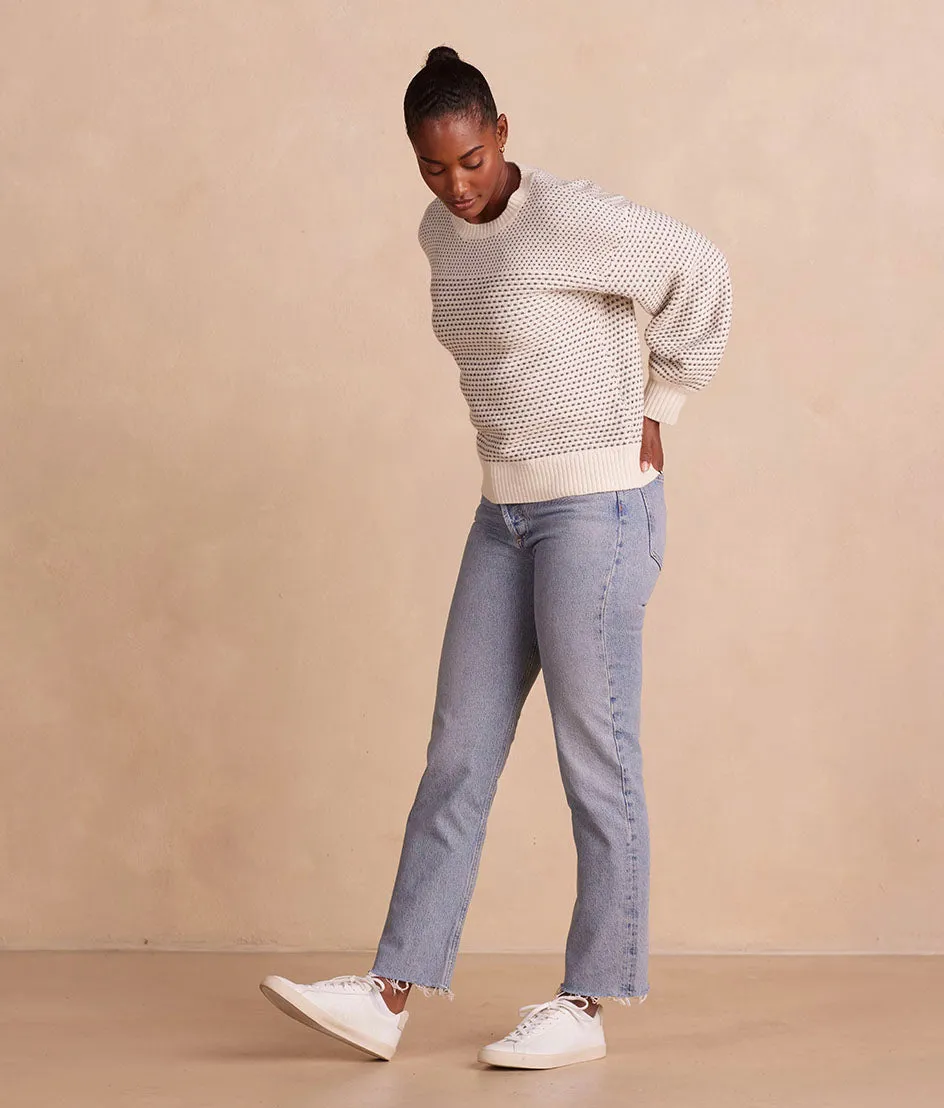 The Luxe Cashmere Blend Mix Stitch Sweater - Dune & Charcoal