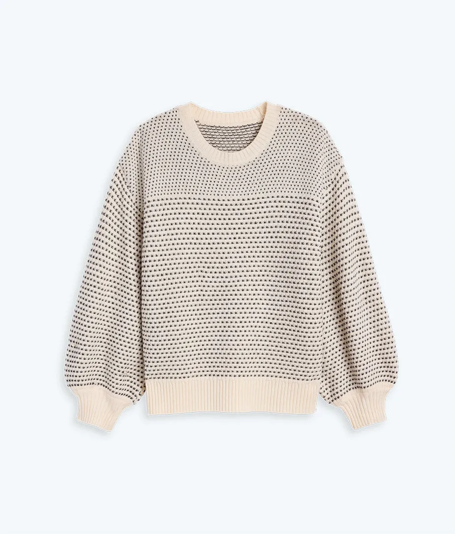 The Luxe Cashmere Blend Mix Stitch Sweater - Dune & Charcoal