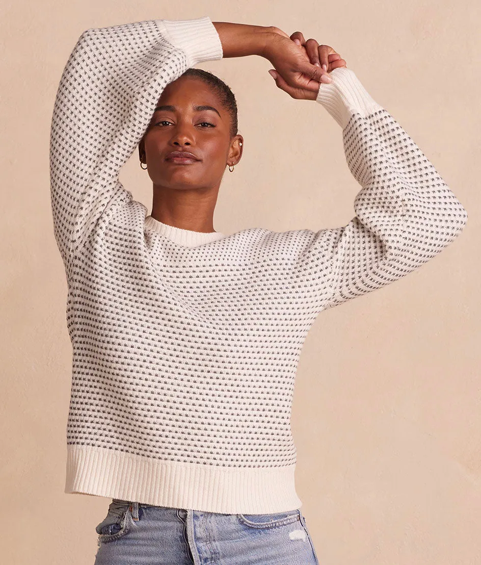 The Luxe Cashmere Blend Mix Stitch Sweater - Dune & Charcoal