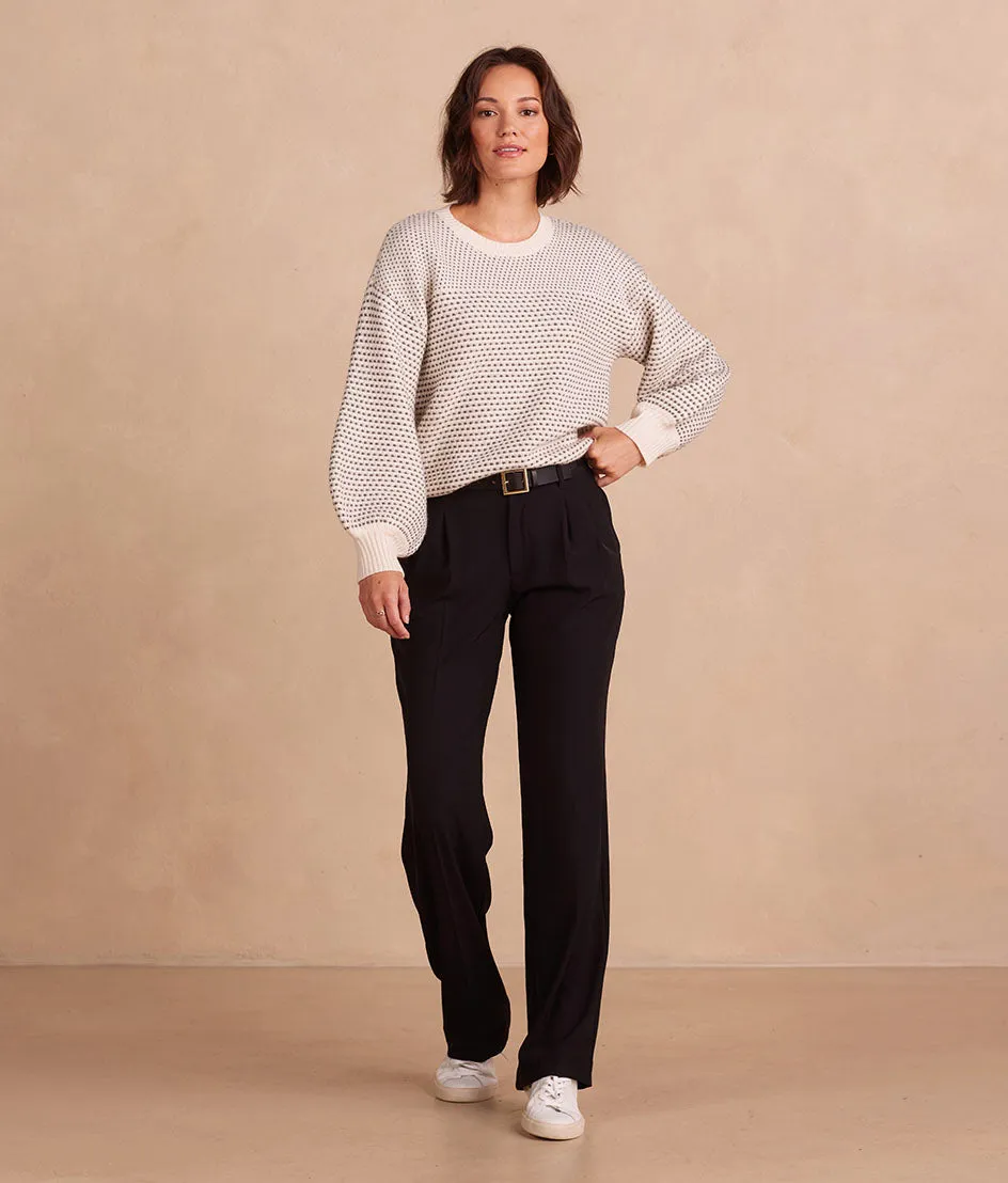 The Luxe Cashmere Blend Mix Stitch Sweater - Dune & Charcoal